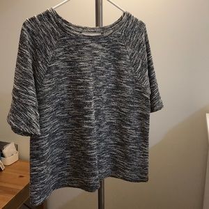 Loft tweed top with flare sleeves